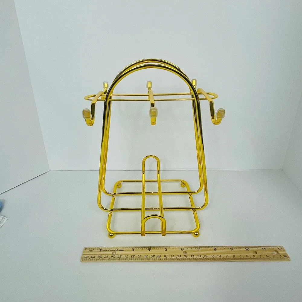 Unbranded Mug Tree Countertop 6 Hook Gold Metal Modern Kitchen Stand Excellent